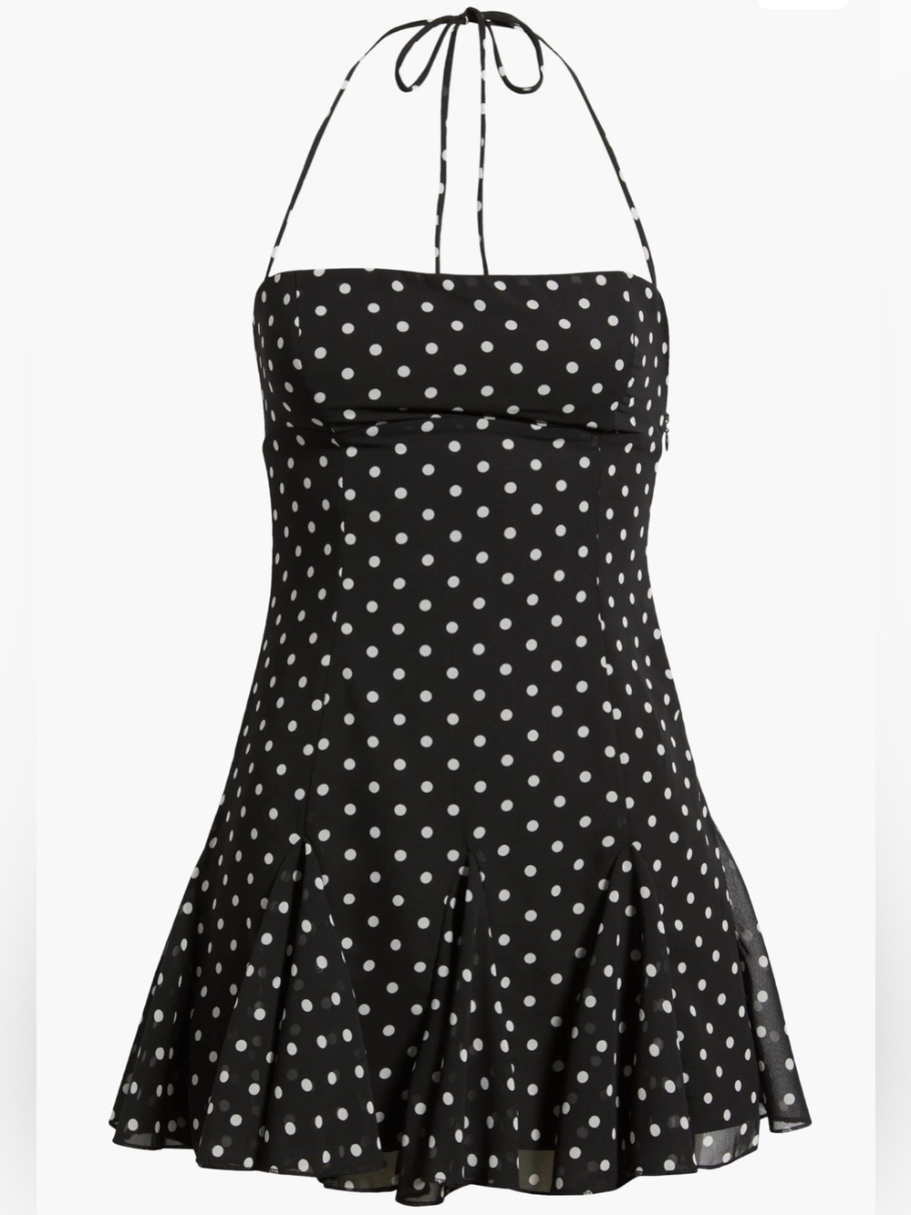 Princess Polly Black and White Polka Dot Halter Mini Dress